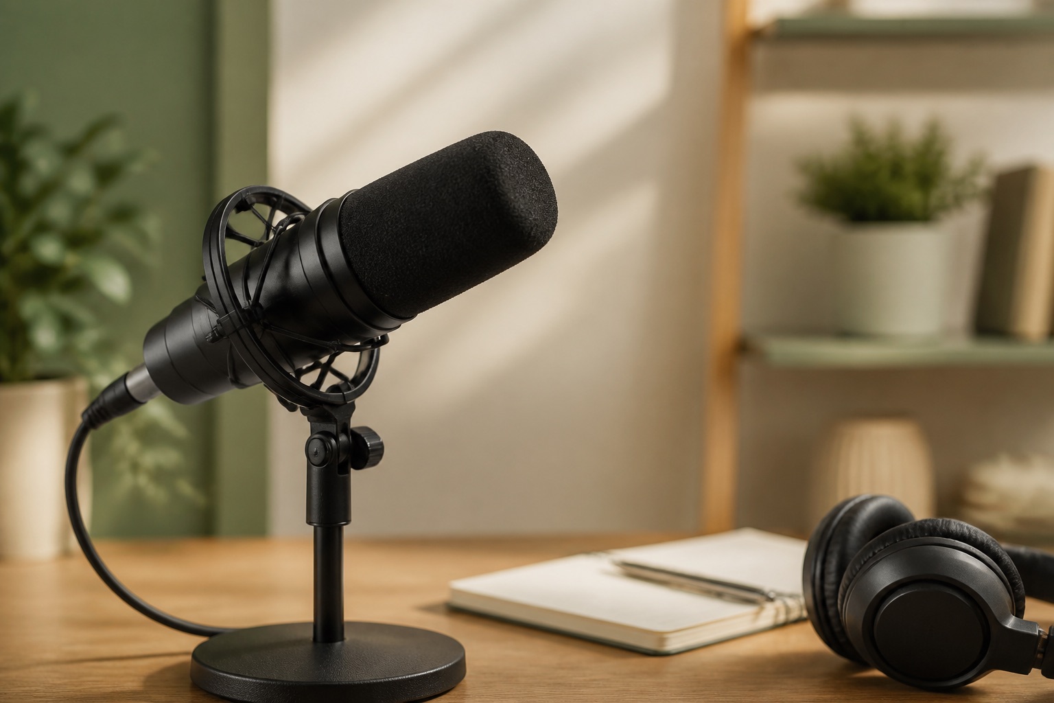 Studio microphone and headphones for the Therapeutic Diets podcast episode